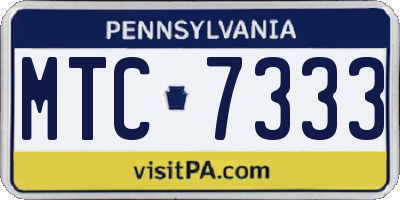 PA license plate MTC7333