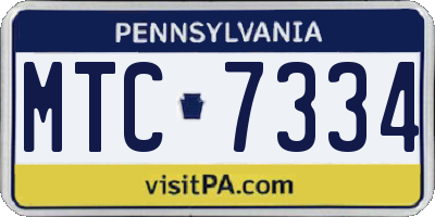 PA license plate MTC7334