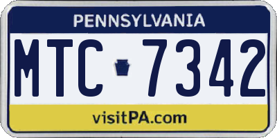 PA license plate MTC7342