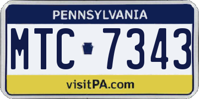 PA license plate MTC7343
