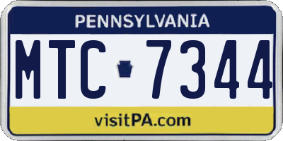 PA license plate MTC7344