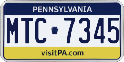 PA license plate MTC7345