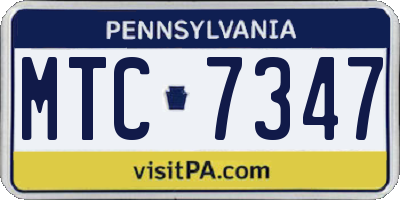 PA license plate MTC7347