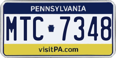 PA license plate MTC7348