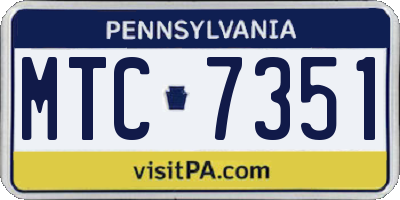 PA license plate MTC7351