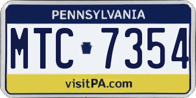 PA license plate MTC7354