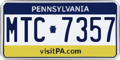 PA license plate MTC7357