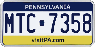 PA license plate MTC7358