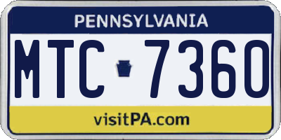 PA license plate MTC7360
