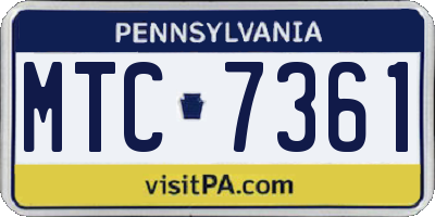 PA license plate MTC7361