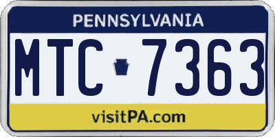 PA license plate MTC7363