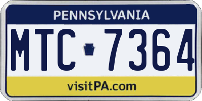 PA license plate MTC7364