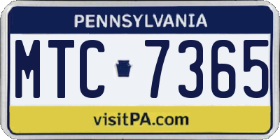 PA license plate MTC7365
