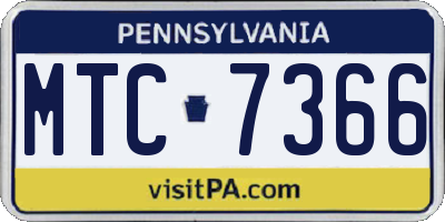 PA license plate MTC7366