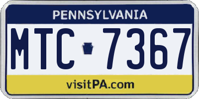 PA license plate MTC7367