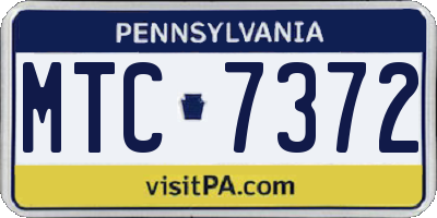 PA license plate MTC7372