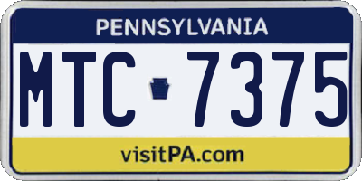 PA license plate MTC7375
