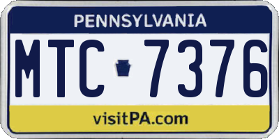 PA license plate MTC7376