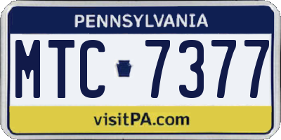 PA license plate MTC7377