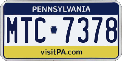 PA license plate MTC7378