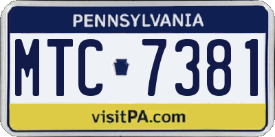 PA license plate MTC7381