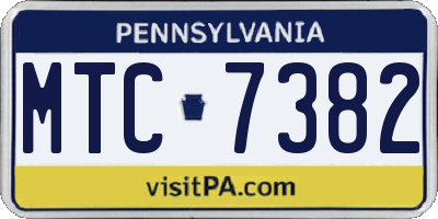 PA license plate MTC7382