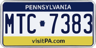 PA license plate MTC7383