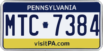 PA license plate MTC7384