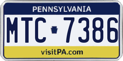 PA license plate MTC7386