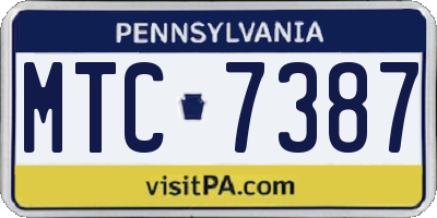 PA license plate MTC7387
