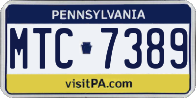 PA license plate MTC7389