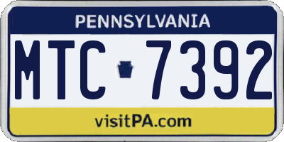 PA license plate MTC7392
