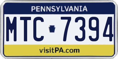 PA license plate MTC7394