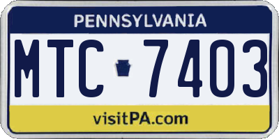 PA license plate MTC7403