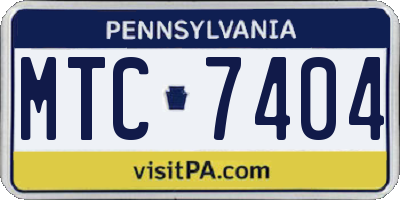 PA license plate MTC7404