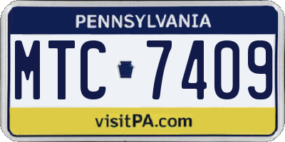 PA license plate MTC7409