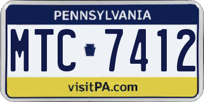 PA license plate MTC7412