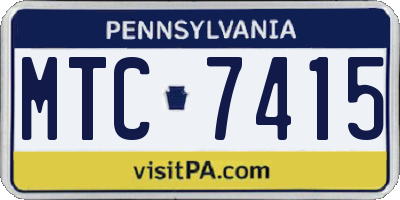 PA license plate MTC7415