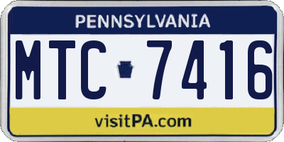 PA license plate MTC7416