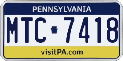 PA license plate MTC7418