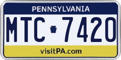 PA license plate MTC7420
