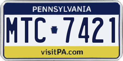 PA license plate MTC7421