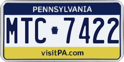 PA license plate MTC7422