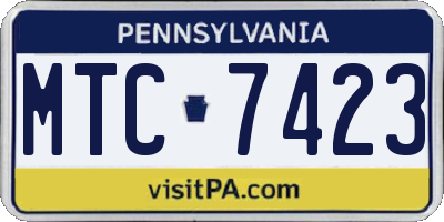 PA license plate MTC7423