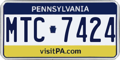 PA license plate MTC7424