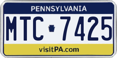 PA license plate MTC7425