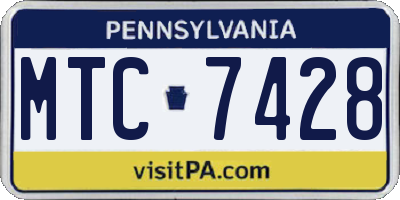 PA license plate MTC7428