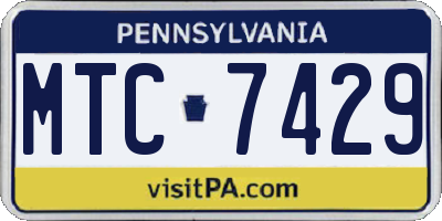 PA license plate MTC7429