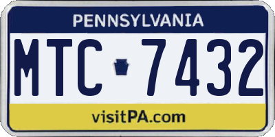 PA license plate MTC7432