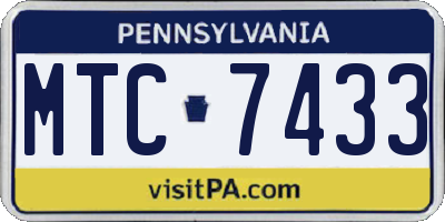 PA license plate MTC7433